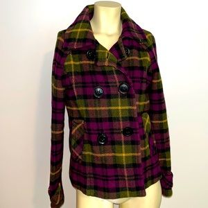 Aeropostale Plaid Wool Pea Coat